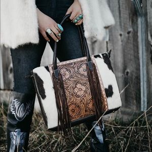 Haute Southern Hyde Tooled Leather Western Fashion Top Handle Purse